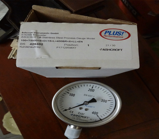 Đồng hồ đo áp suất, Code: 100-T5500-S-D-15-L-0/400BAR-LL, hãng: Ashcroft
