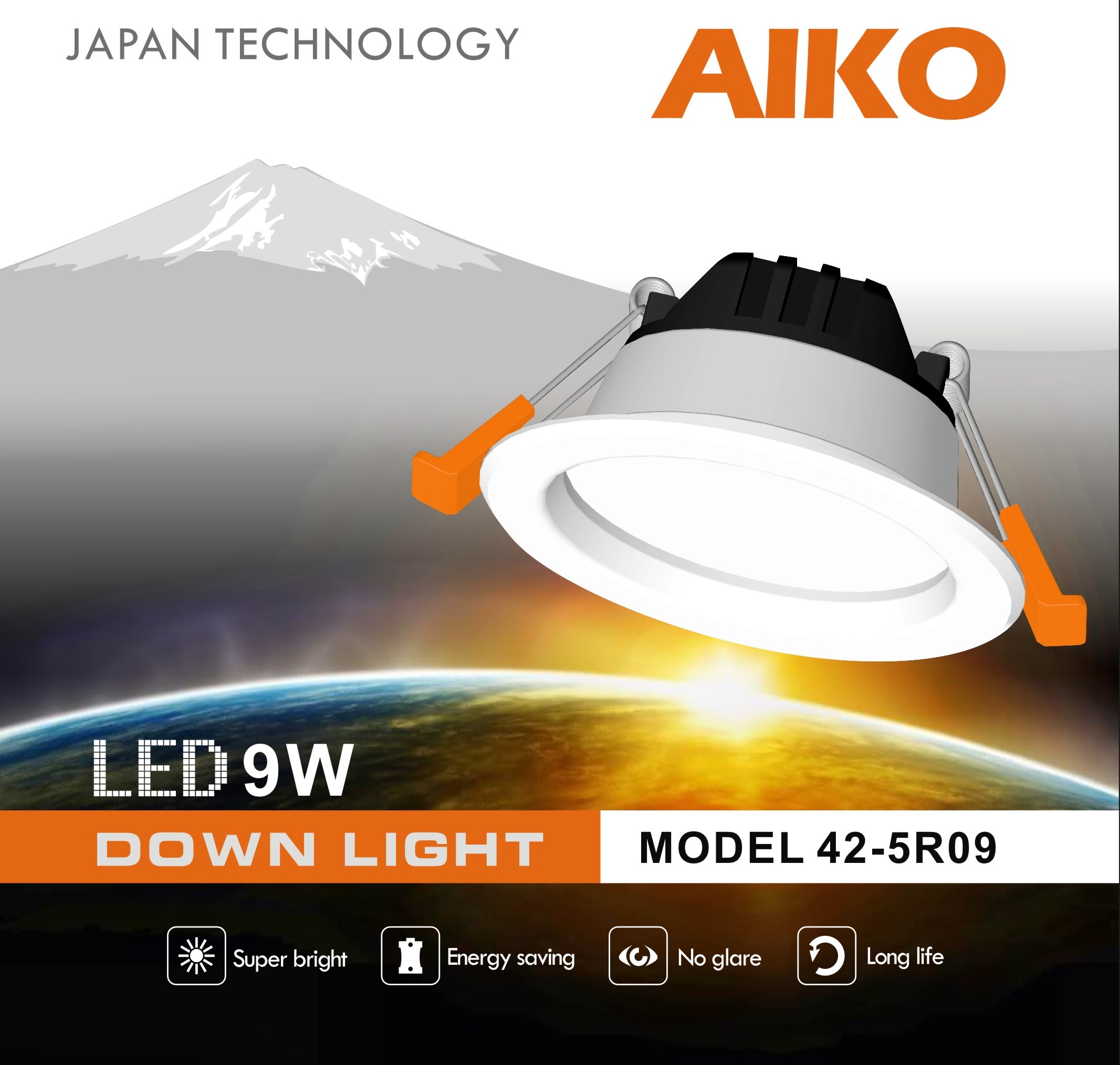 Đèn LED âm trần AIKO công suất 9W, ánh sáng trắng, hộp 1 chiếc.